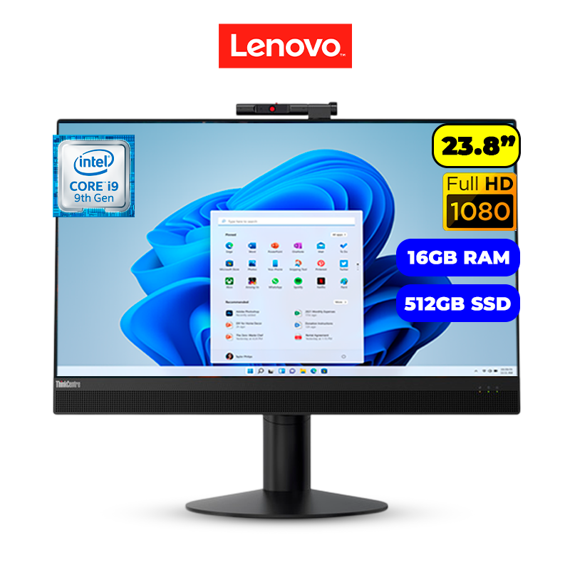 All in One Lenovo ThinkCentre M920z Intel Core i9 9900 Ram 16GB Disco 512GB SSD 23.8" FHD Windows 11